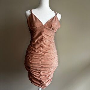 Wild Fable Women’s Extra Small Pink-Coral Ruched Bodycon Mini Dress